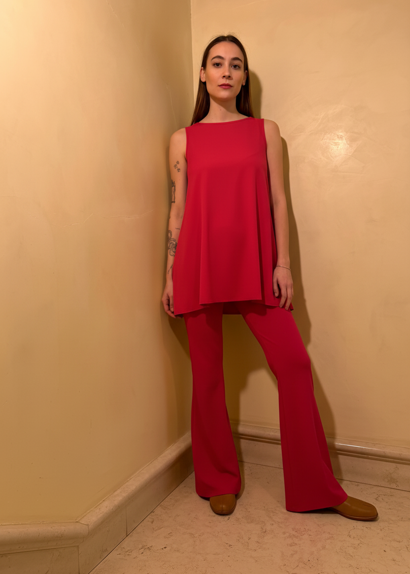 Completo rosso sulla modella