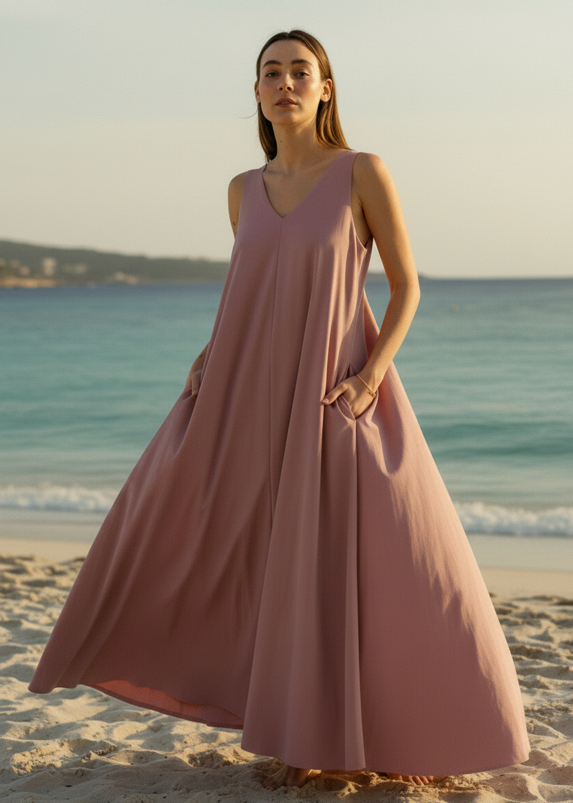 Vestito rosa beach
